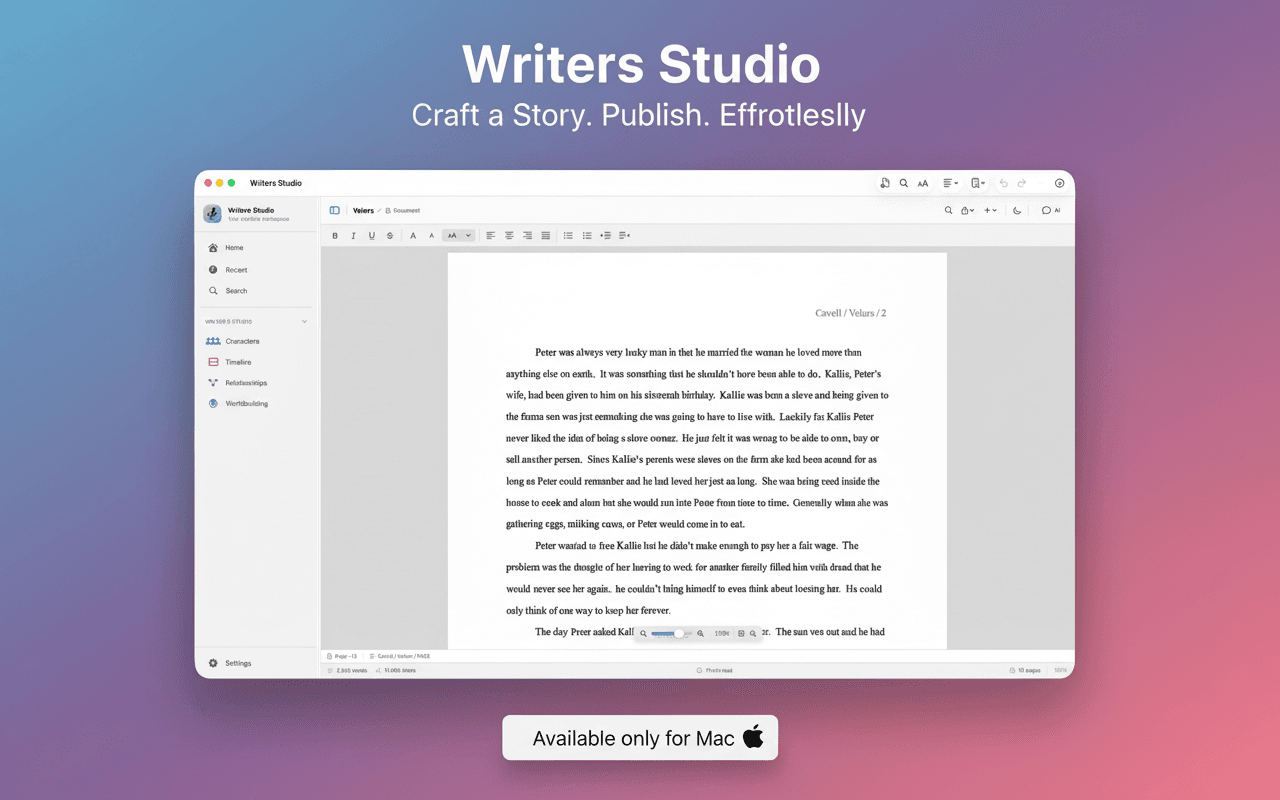 Focused writing editor